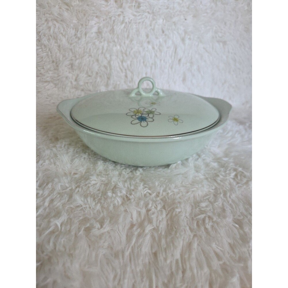 Mist  Nobility Permaware  Covered Vegetable  LID  1950s MCM Atomic Daisies